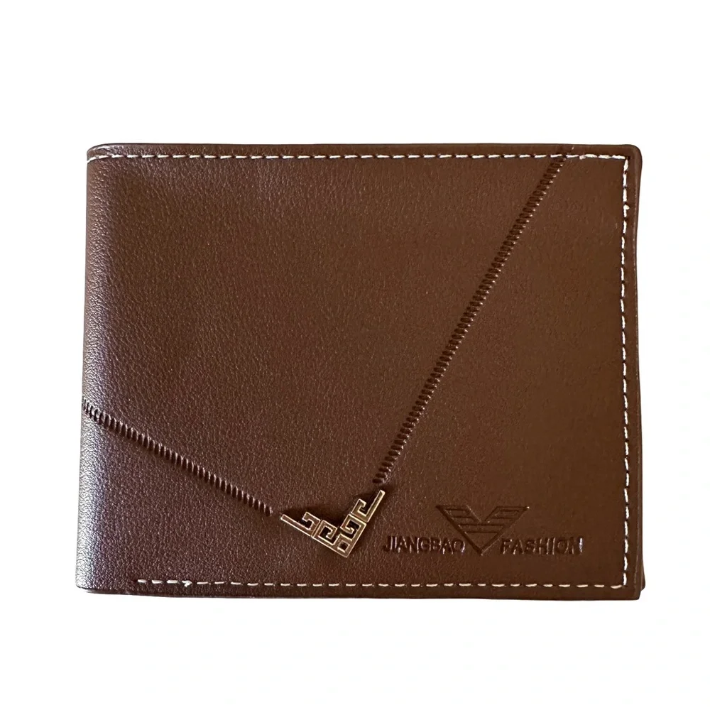 Brown PU Leather Wallet Card Holder Slim Bifold Minimalist Men’s Wallet
